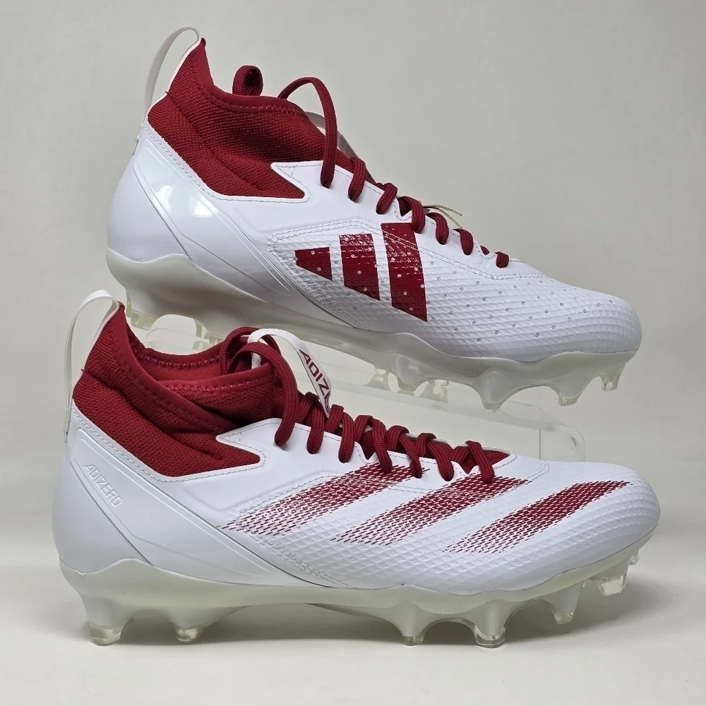 adidas Adizero Impact Football Cleats Mens Size 9 White Red Shoes IF2477 New